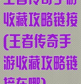 王者传奇手游收藏攻略链接(王者传奇手游收藏攻略链接在哪)