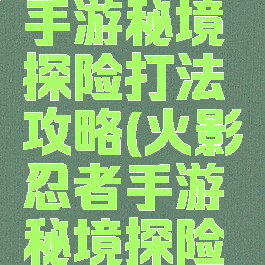 火影忍者手游秘境探险打法攻略(火影忍者手游秘境探险技巧)