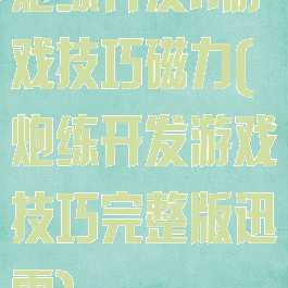 炮练开发h游戏技巧磁力(炮练开发游戏技巧完整版迅雷)