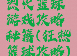 烈火篮球游戏攻略秘籍(狂热篮球攻略)