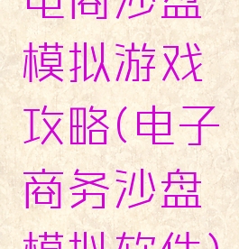 电商沙盘模拟游戏攻略(电子商务沙盘模拟软件)