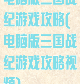 电脑版三国战纪游戏攻略(电脑版三国战纪游戏攻略视频)