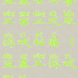 盗墓世界鲁王宫正式版游戏秘籍(盗墓王游戏攻略)