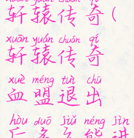 盟重新城轩辕传奇(轩辕传奇血盟退出后多久能进入)