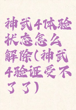 神武4体验状态怎么解除(神武4验证受不了了)