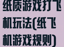 纸质游戏打飞机玩法(纸飞机游戏规则)