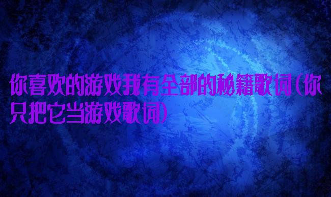你喜欢的游戏我有全部的秘籍歌词(你只把它当游戏歌词)
