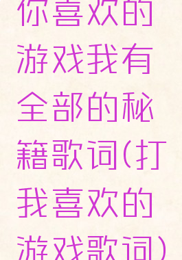 你喜欢的游戏我有全部的秘籍歌词(打我喜欢的游戏歌词)