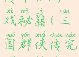 三国群侠传单机游戏秘籍(三国群侠传完美攻略大全贴吧)