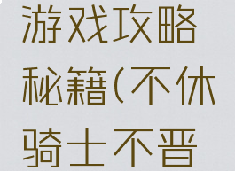 不休骑士游戏攻略秘籍(不休骑士不晋升攻略)