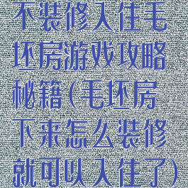 不装修入住毛坯房游戏攻略秘籍(毛坯房下来怎么装修就可以入住了)