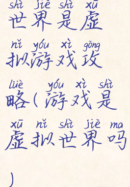 世界是虚拟游戏攻略(游戏是虚拟世界吗)