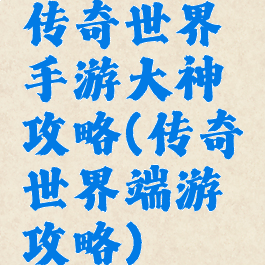 传奇世界手游大神攻略(传奇世界端游攻略)