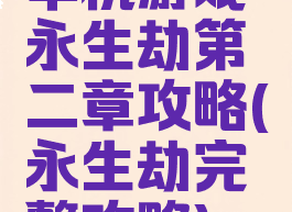 单机游戏永生劫第二章攻略(永生劫完整攻略)
