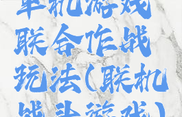 单机游戏联合作战玩法(联机战斗游戏)