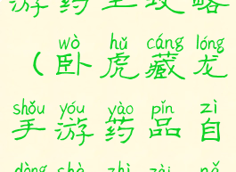 卧虎藏龙手游药王攻略(卧虎藏龙手游药品自动设置在哪)