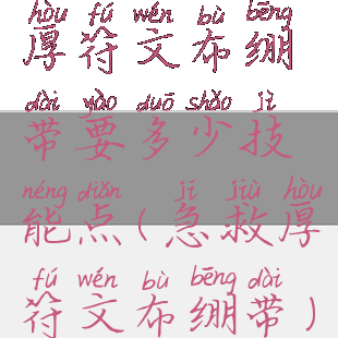 厚符文布绷带要多少技能点(急救厚符文布绷带)