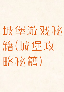 城堡游戏秘籍(城堡攻略秘籍)