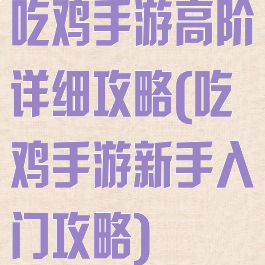 吃鸡手游高阶详细攻略(吃鸡手游新手入门攻略)