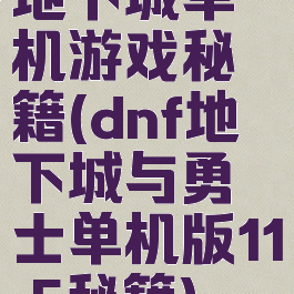 地下城单机游戏秘籍(dnf地下城与勇士单机版11.5秘籍)
