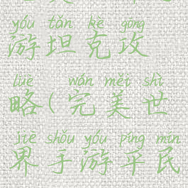 完美世界手游坦克攻略(完美世界手游平民攻略)