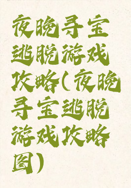 夜晚寻宝逃脱游戏攻略(夜晚寻宝逃脱游戏攻略图)