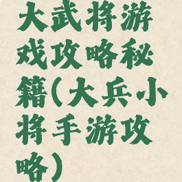 大武将游戏攻略秘籍(大兵小将手游攻略)