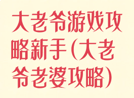 大老爷游戏攻略新手(大老爷老婆攻略)