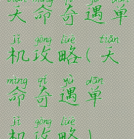 天命奇遇单机攻略(天命奇遇单机攻略)