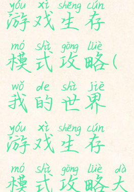 我的世界游戏生存模式攻略(我的世界游戏生存模式攻略大全)