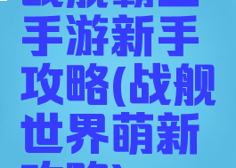 战舰霸主手游新手攻略(战舰世界萌新攻略)