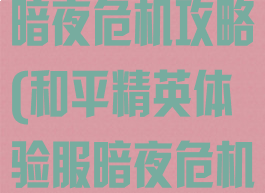 手游和平精英暗夜危机攻略(和平精英体验服暗夜危机模式)