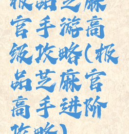 极品芝麻官手游高级攻略(极品芝麻官高手进阶攻略)