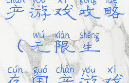 无限生存国产游戏攻略(无限生存国产游戏攻略小说)