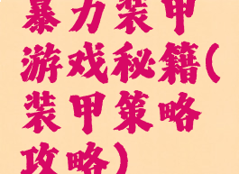 暴力装甲游戏秘籍(装甲策略攻略)