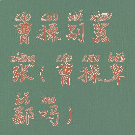 曹操别嚣张(曹操卑鄙吗)