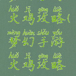 梦幻手游火鸡攻略(梦幻手游火鸡攻略视频)