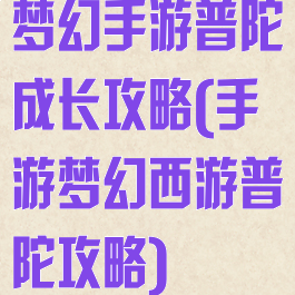 梦幻手游普陀成长攻略(手游梦幻西游普陀攻略)