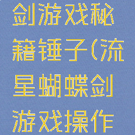 流星蝴蝶剑游戏秘籍锤子(流星蝴蝶剑游戏操作攻略)