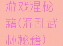 游戏混秘籍(混乱武林秘籍)