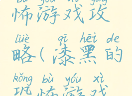 漆黑的恐怖游戏攻略(漆黑的恐怖游戏攻略)