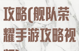 舰队荣耀手游攻略(舰队荣耀手游攻略视频)