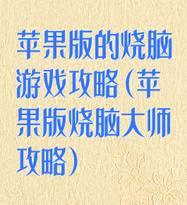 苹果版的烧脑游戏攻略(苹果版烧脑大师攻略)