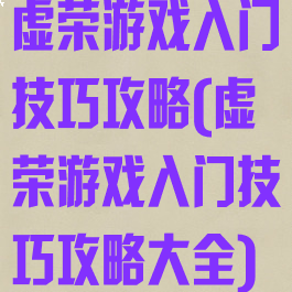 虚荣游戏入门技巧攻略(虚荣游戏入门技巧攻略大全)