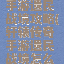 轩辕传奇手游遗民战境攻略(轩辕传奇手游遗民战境怎么打)