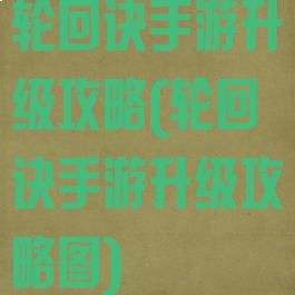 轮回诀手游升级攻略(轮回诀手游升级攻略图)