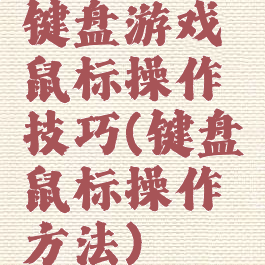 键盘游戏鼠标操作技巧(键盘鼠标操作方法)