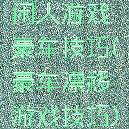 闲人游戏豪车技巧(豪车漂移游戏技巧)