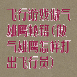 飞行游戏傲气雄鹰秘籍(傲气雄鹰怎样打出飞行员)