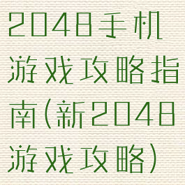 2048手机游戏攻略指南(新2048游戏攻略)